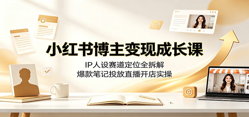小红书博主变现成长课：IP人设赛道定位全拆解，爆款笔记投放直播开店实操-云启智联