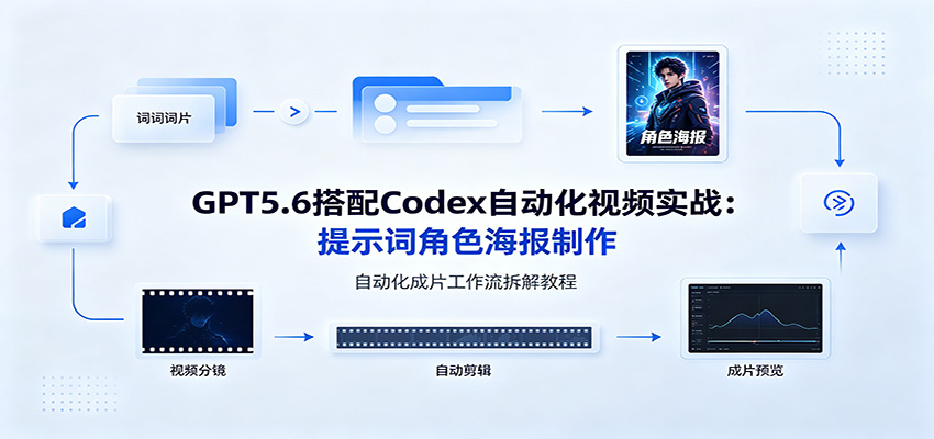 GPT5.6搭配Codex自动化视频实战：提示词角色海报制作，自动化成片工作流拆解教程-云启智联