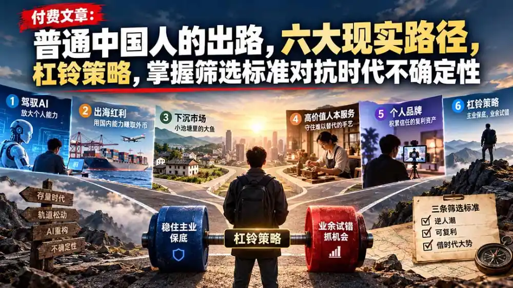 付费文章:普通中国人的出路,六大现实路径,杠铃策略,掌握筛选标准对抗时代不确定性-云启智联