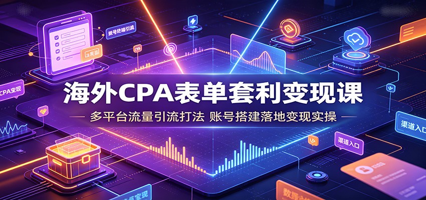 海外CPA表单套利变现课：多平台流量引流打法，账号搭建落地变现实操-云启智联