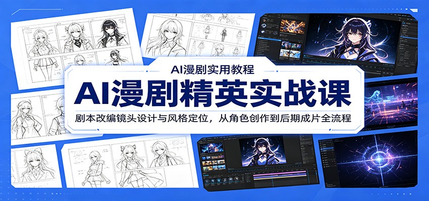 AI漫剧精英实战课：剧本改编镜头设计与风格定位，从角色创作到后期成片全流程-云启智联