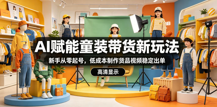 AI赋能童装带货新玩法，新手从零起号，低成本制作货品视频稳定出单-云启智联