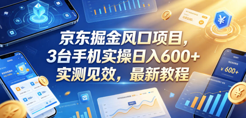 京东掘金风口项目，3台手机实操日入600+，实测见效，最新教程【揭秘】-云启智联