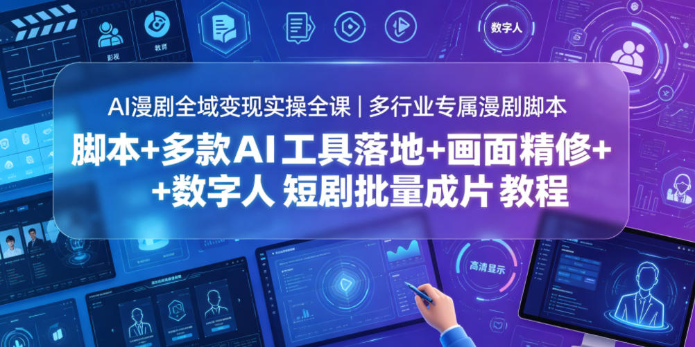 AI漫剧全域变现实操全课｜多行业专属漫剧脚本+多款AI工具落地+画面精修+数字人短剧批量成片全教程-云启智联
