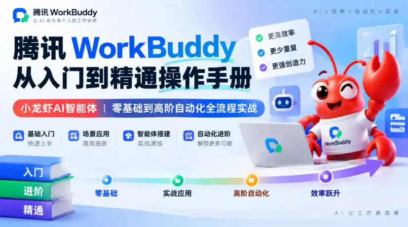 腾讯WorkBuddy从入门到精通操作手册｜小龙虾AI智能体，零基础到高阶自动化全流程实战【文档】-云启智联