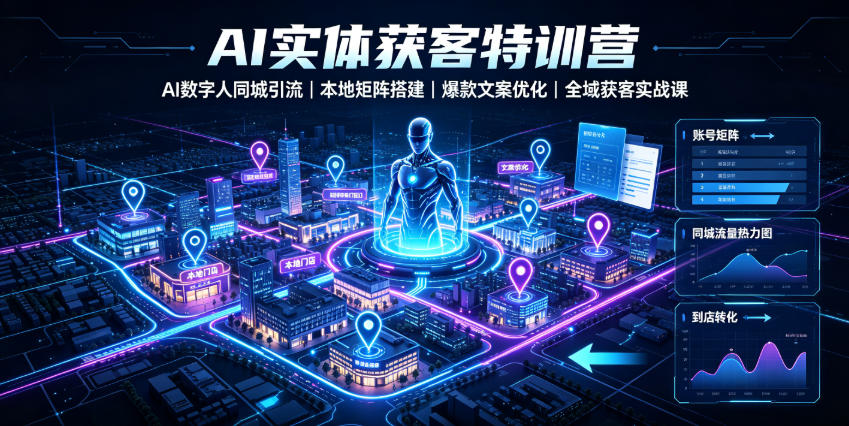 AI实体获客特训营｜AI数字人同城引流、本地矩阵搭建、爆款文案优化全域获客实战课-云启智联
