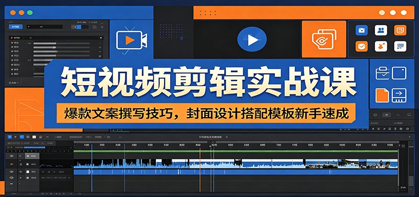 短视频剪辑实战课：爆款文案撰写技巧，封面设计搭配模板新手速成-云启智联