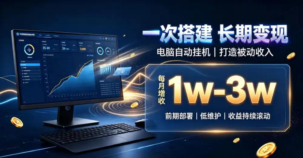 一份投入长期收益，电脑自动挂G类目，搭建被动收入每月增收1w-3w【揭秘】-云启智联