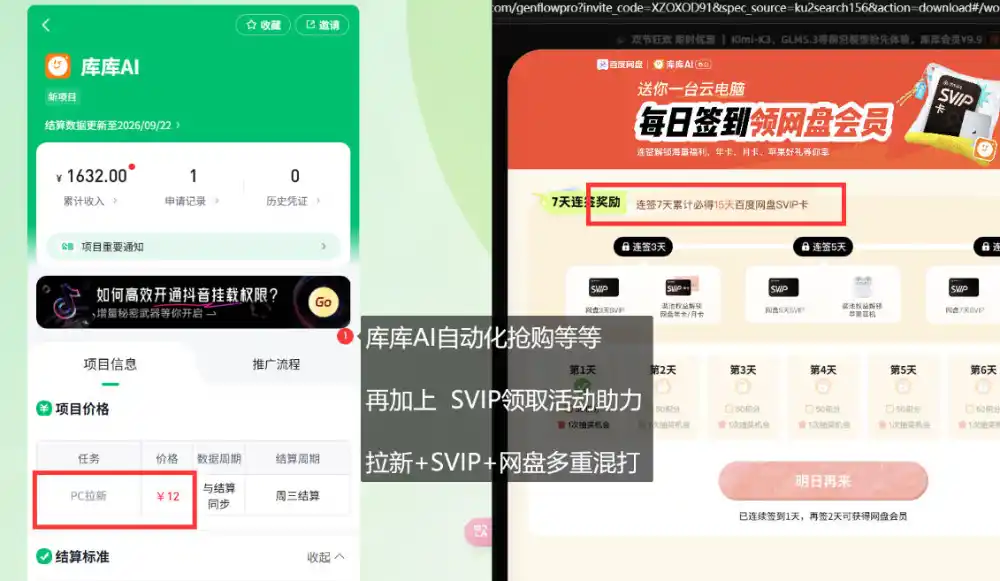 库库AI+度娘SVIP双料白嫖：一套混合拉新玩法全拆解-云启智联